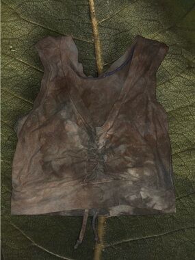 Blossoming Bumble Brown Drawstring Front Tank Top - Women